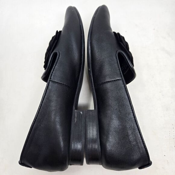 TARYN ROSE Brayden Elegant Black Leather Floral Women's Loafers Size 8B - Picture 4 of 7